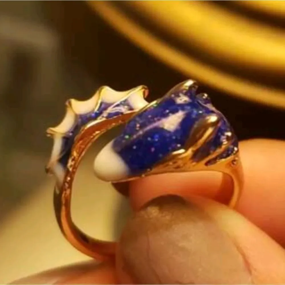 Stylish starry blue dragon ring